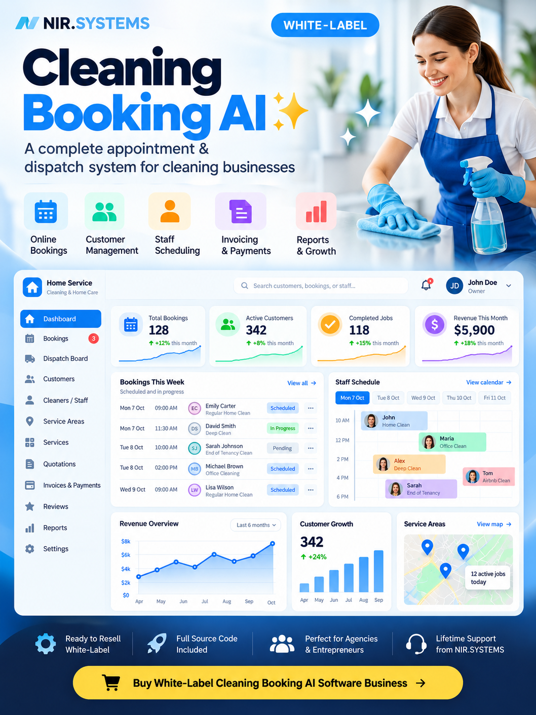 Cleaning Booking & Dispatch Software – White-Label SaaS screenshot 1