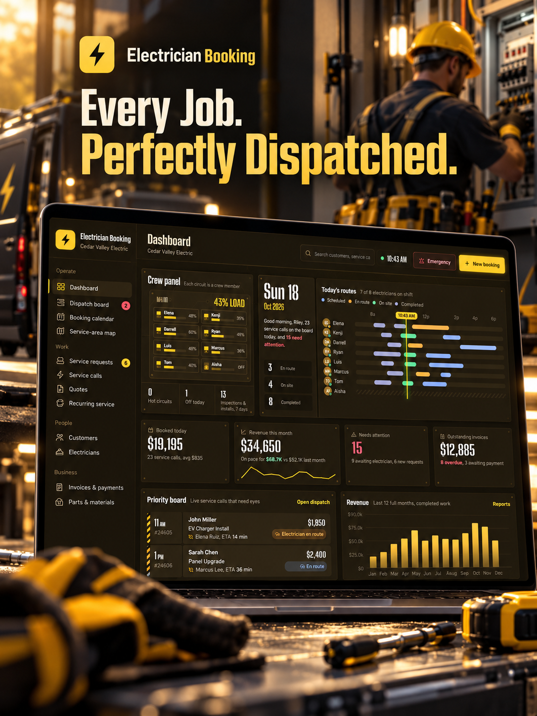 Electrician Scheduling & Dispatch Software – White Label screenshot 1