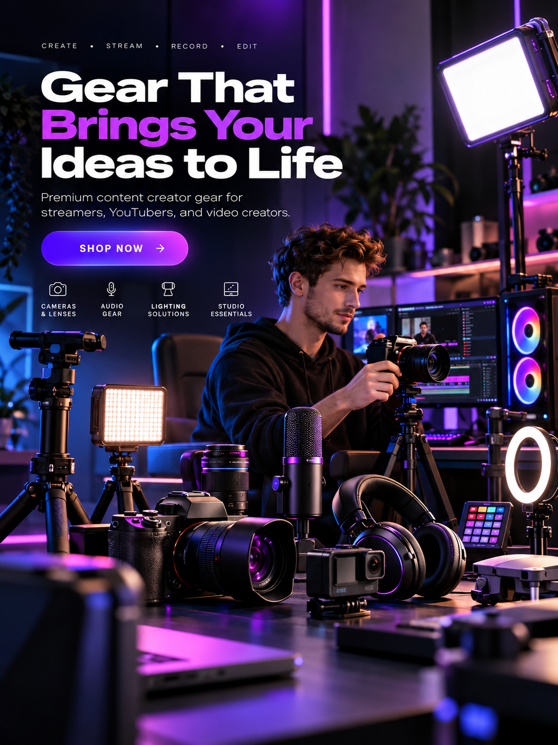 Ready-Made AI Creator Content Gear & Accessories Shopify Dropshipping Business screenshot 1