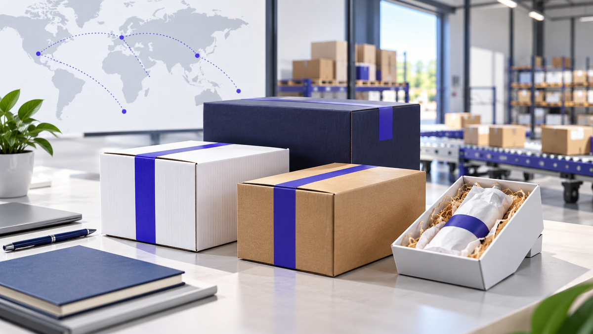 Packages and logistics workflow representing dropshipping supplier selection