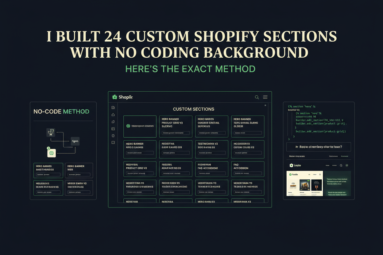 I Built 24 Custom Shopify Sections With No Coding Background — Here's the Exact Method