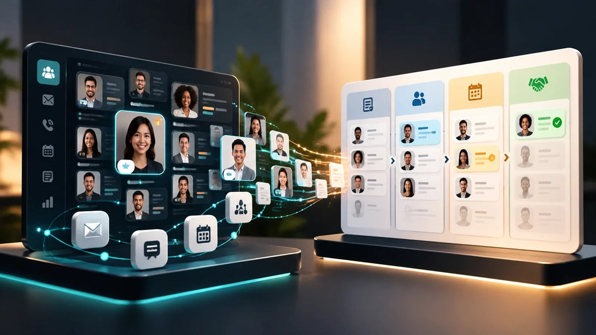 Recruitment CRM talent network connected to an applicant tracking workflow