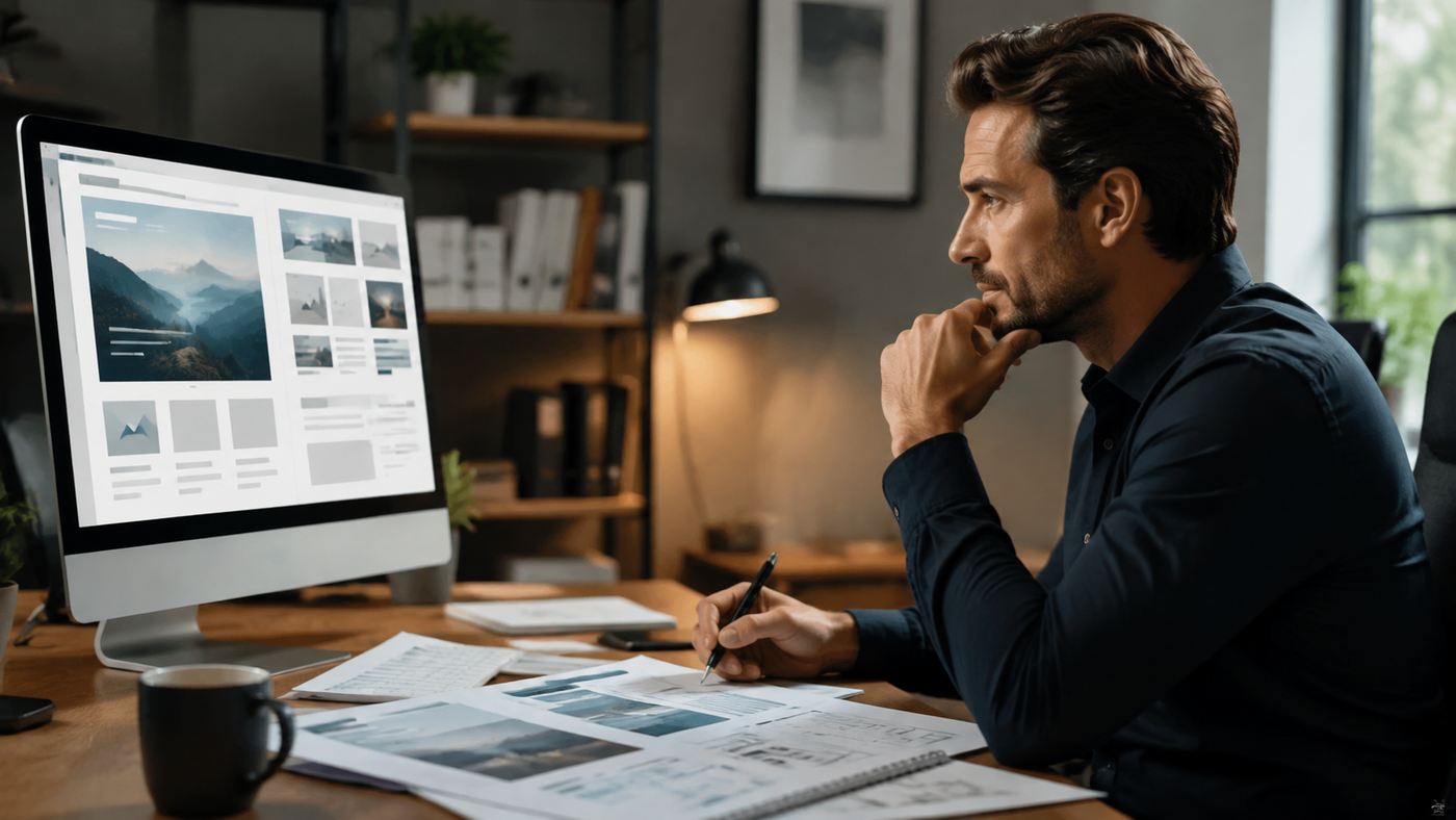 Business owner reviewing WordPress project scope